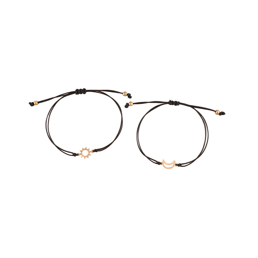 

Набор из 2 браслетов для пары с подвесками в виде Солнца и Луны, украшения на запястье, регулируемые женские популярные аксессуары, ручная цепочка для влюбленных, для девушки