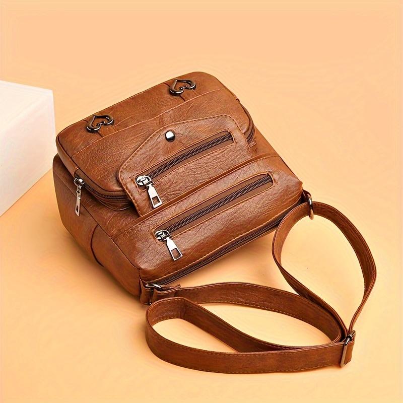 Heart Decorated Multi-layer Large Capacity Shoulder Bag, Fashiable Women's Leather Crossbody Bags, Suitable for Commuting