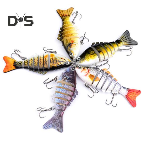 10CM/15.5G Multi-Jointed Fishing Lure with Hooks Realistic 7-Section Swimbait Plastic Artificial Bait Freshwater Saltwater Fishing Accessories
