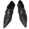 Punk Stil Nietendekor Gürtelschnalle Slipper für Herren Spitzschuh Blockabsatz Flache Slipper Oxfords Männliche Partykleidung Derby Schuhe