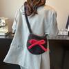 2025 new bag Macaron plush oval cute little crossbody shoulder backpack bow mobile phone bag