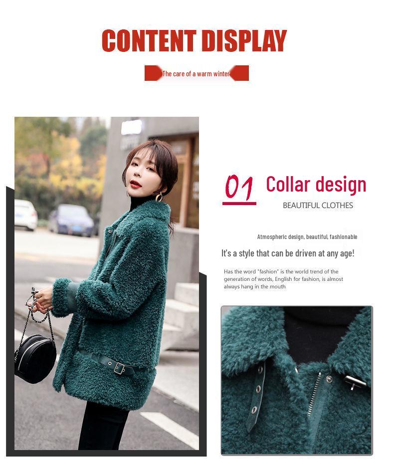 2025 Women's Real Wool Shearling Coat - One-Piece Lambswool Fur Outerwear, Off-Season Style