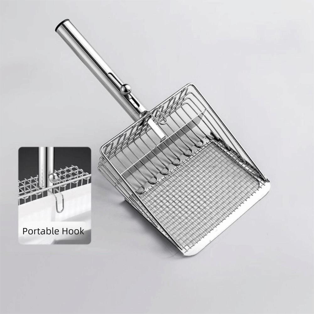 Ergonomic Handle Pet Waste Shovel Stainless Steel Mesh Litter Box Scooper  Litter Tray