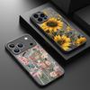 Translucent Matte Magnetic Case For iPhone 17 16 15 Pro 14 13 Pro Max 16e 17e For Magsafe Sunflower Pattern Hard PC Back Cover