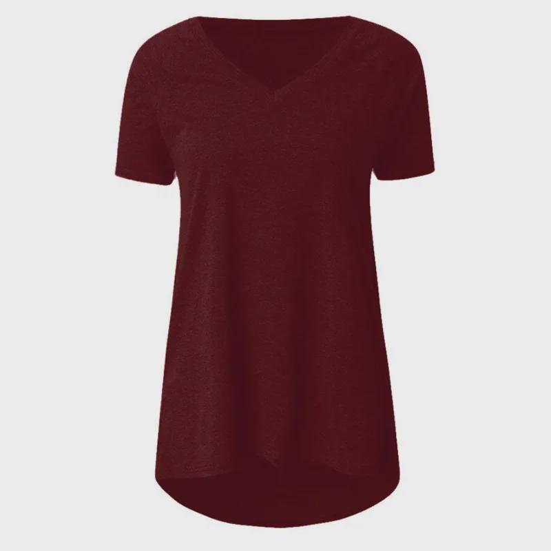 European and American Plus Size V-Neck Loose Casual Short Sleeve T-Shirt