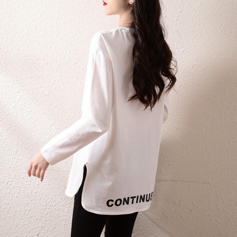 Women s Loose Fit Long Sleeve Split Hem T-shirt M