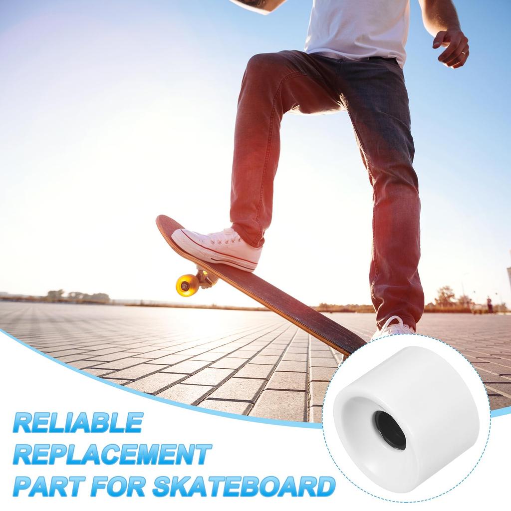 PATIKIL 1 Set 70 mm Skateboard-Räder, Härte 78A, Straßenräder, PU-Cruiser-Räder mit 608RS-Lagern für Skateboard-Ersatz, Weiß