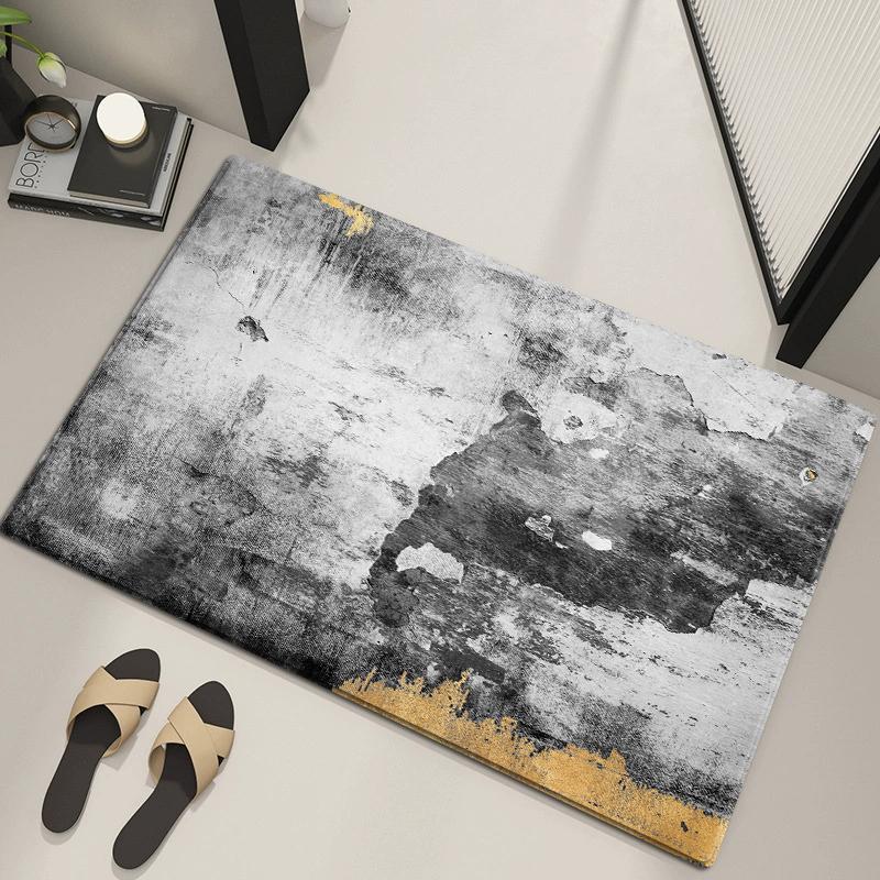Moderner, minimalistischer, abstrakter Badezimmerteppich mit weicher Flanelloberfläche, maschinenwaschbar, rutschfester Teppich für die Eingangsmatte im Toilettenwaschraum