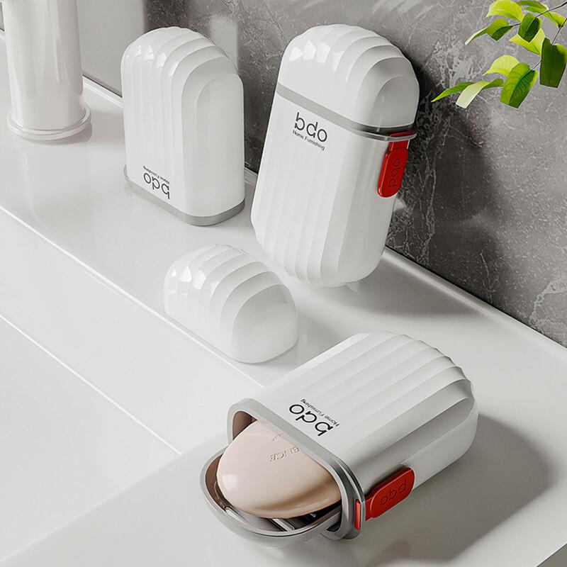 Travel And Business Soap Box Double-layer Draining Soap Box Student's School Portable With Cover Sealed And Leak Proof Soap Box