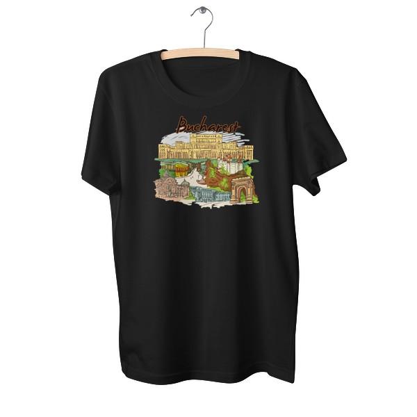 FEREDA, T-shirt unisex con stampa della città di Bucarest, t-shirt a maniche corte con scollo rotondo, t-shirt di coppia per uomo e donna, t-shirt di coppia abbinate