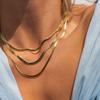 Schickes Damen Schlangenkette Halskette, Flache Fischgräten Glieder Choker, Edelstahl Metall Mehrschichtig Elegant Minimalistisch Halskette