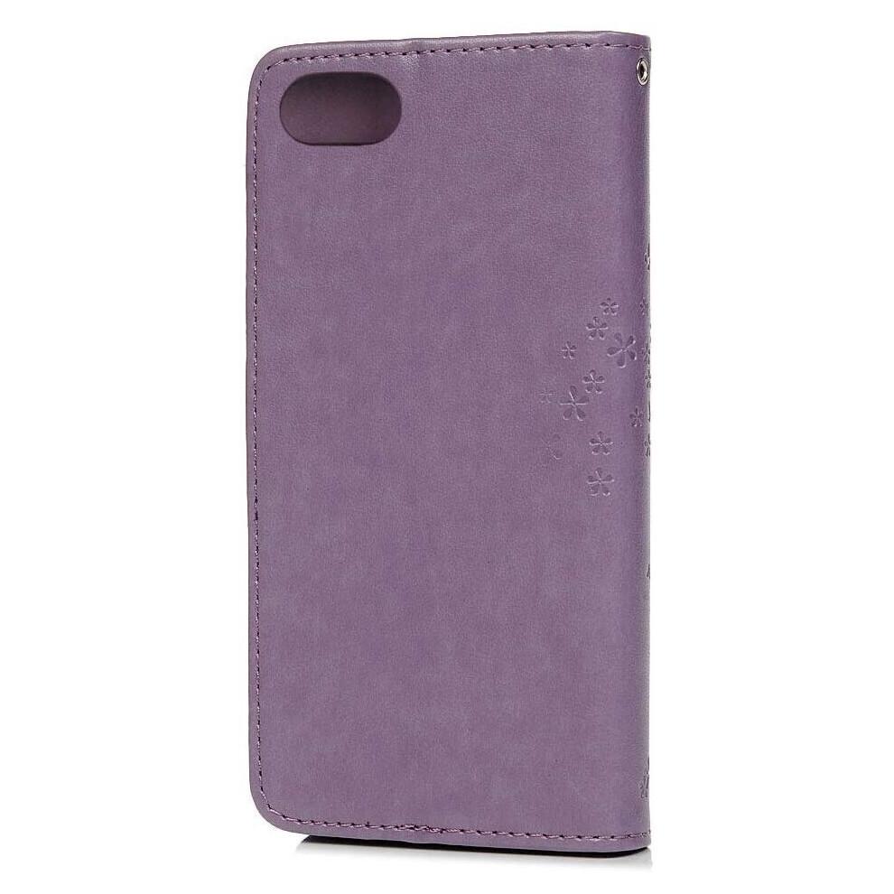 iPhone SE 2020 Phone Case Shockproof PU Leather Flip Wallet Owl Tree Embossed Case Protective Cover