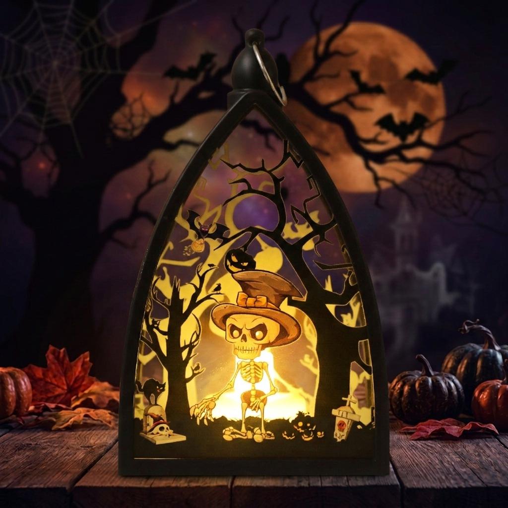 Halloween LED Candle Lantern with Flickering Flame, Remote Timer