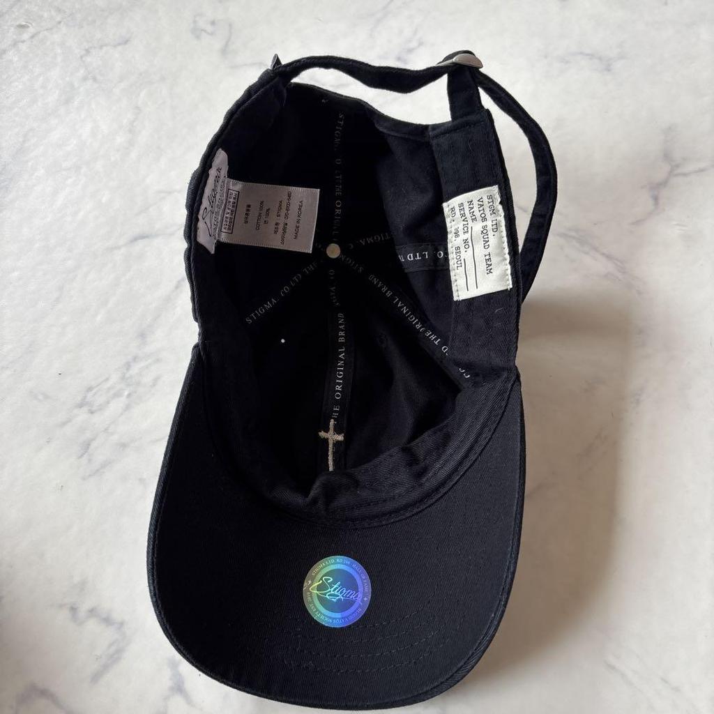 [USED] Rare STIGMA Cap with Cross Embroidery, Korean Black, Worn by BTS