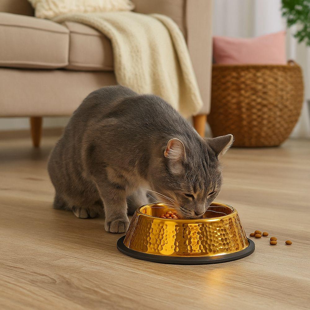 Large Capacity Pet Feeding Bowl Stainless Steel Anti Slip Dog Drinking Basin Metal Gold Plated Dog Water Food Bowl For Dogs Cats