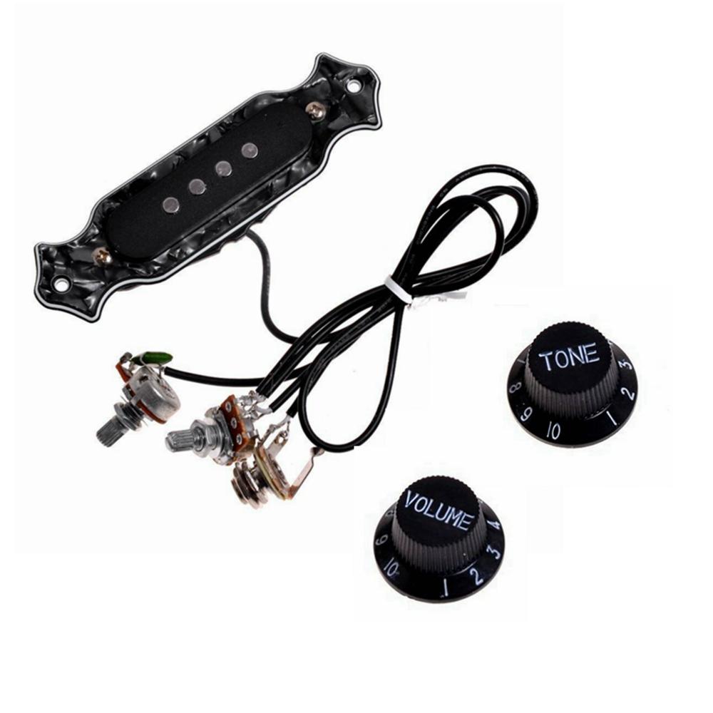

Pre-wired 4 string Single Coil Soundhole Pickup Harness with Volume &Tone Pots for Electric Guitar