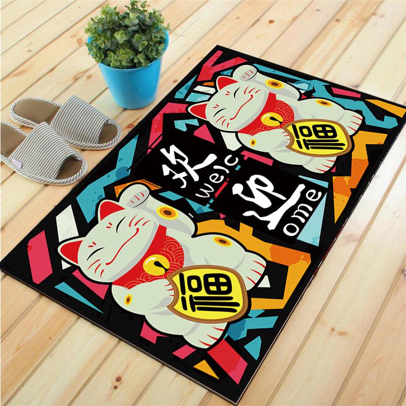 Fortune Cat Floor Mat Living Room Carpet Decor Kitchen Bedroom Doormat  Footpad