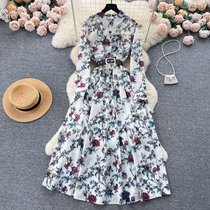 Mild Luxury Retro Atmosphere Temperament Printed Dress