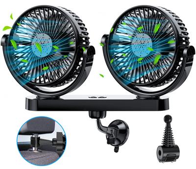 Amison Car Fan with USB Airflow Low Car Cigarette Lighter Socket Adjustable Easy Summer Air Japanese Manual Port, 3-Stage Adjustment, 5-Inch Two-In