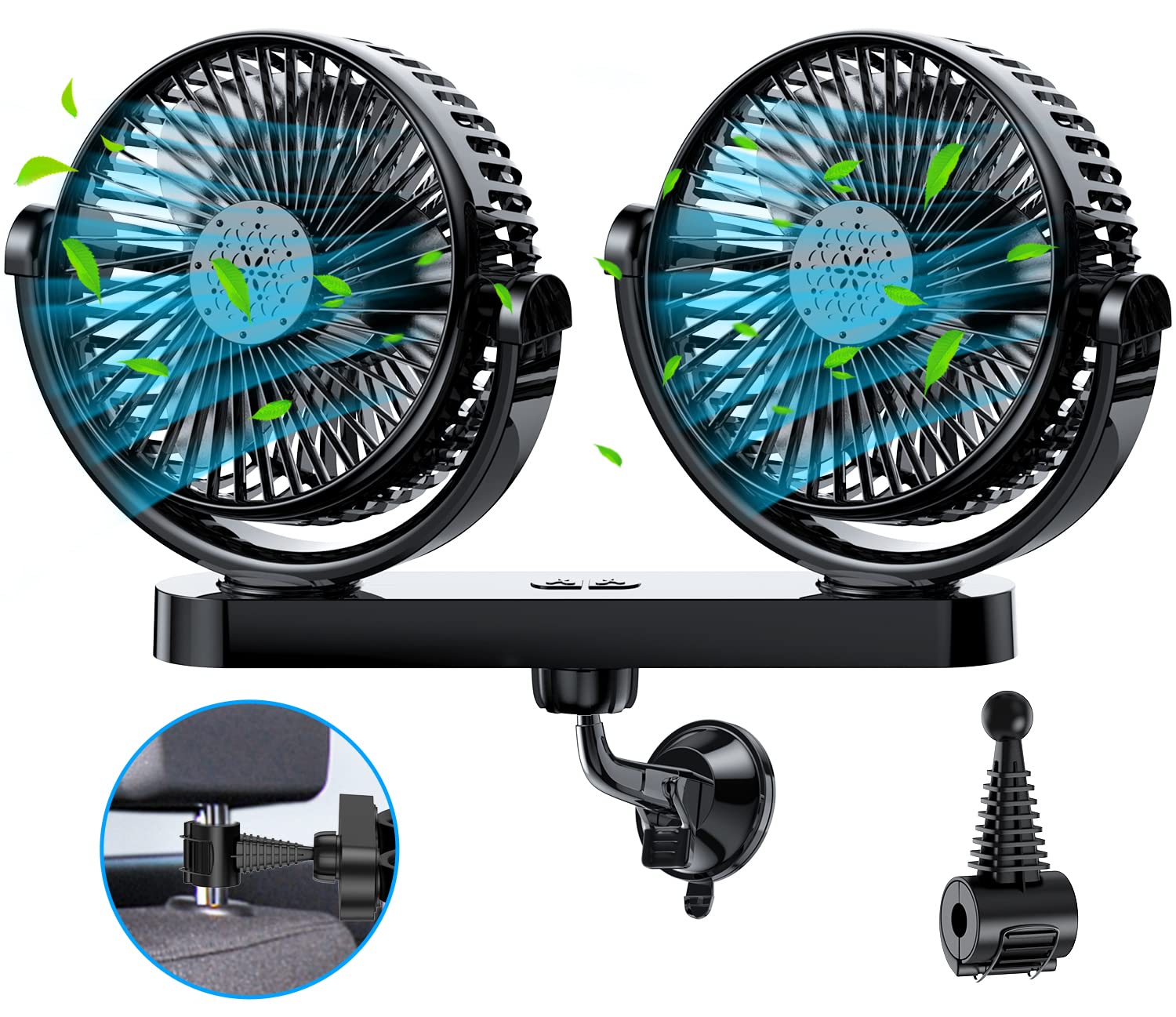 

Автомобильный вентилятор Amison с USB, низкий воздушный поток, гнездо прикуривателя, регулируемый, простой, летний воздух, японский ручной порт, 3-ступенчатая регулировка, 5-дюймовый два-в-одном чёрный