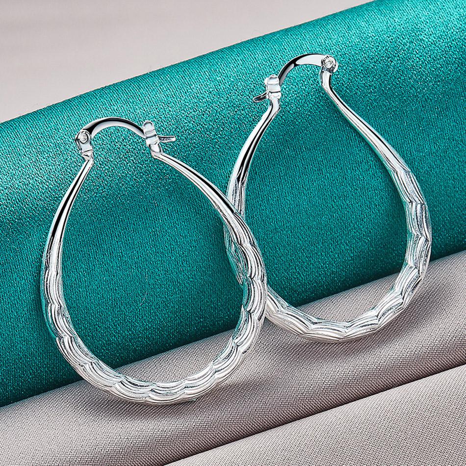 

Овальные волнистые серьги из стерлингового серебра 925 пробы, модные очаровательные ювелирные изделия ME225