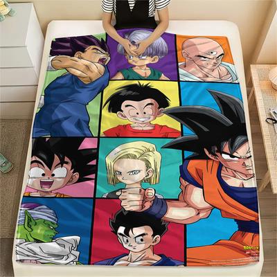 Coperta in Flanella con Stampa Personaggi Dragon Ball, Alta qualità Confortevole per Tutte le Stagioni, Arredamento per la Casa, Calore e Comfort, Perfetta per Regali di Natale