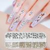 12Gird Box Multi Size AB/Colorful Hotfix Rhinestones Flatback Crystal Diamond Gems 3D Glitter Nail Art Luxurious Decorations
