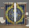 Mystic Zodiac Curtains 2 Panels 3D Print Sun Block Gold Blue Magic Pattern Bedroom Living Room Decor Starry Astrology Art