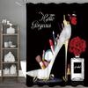Silver Heels Cosmetic Floral Perfumed Shower Curtain, Bathroom Decorative Shower Curtain, Waterproof Shower Curtain with Hooks
