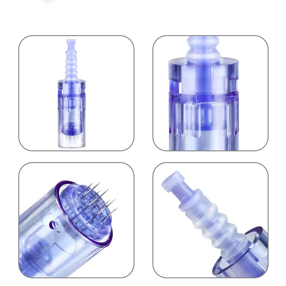 Blue Bayonet Microneedle Head Replacement for A6 with 9, 12, 36, 42 Needles & Nano Tattoo Options