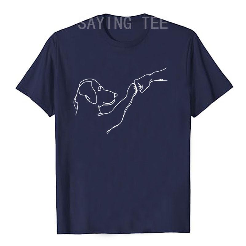 Dog and People Punch Hand Dog Man Friendship Bump Dog's Paw T-Shirt Animal Lover Comics Graphic Tee Tops Funny Mama Daddy Gifts