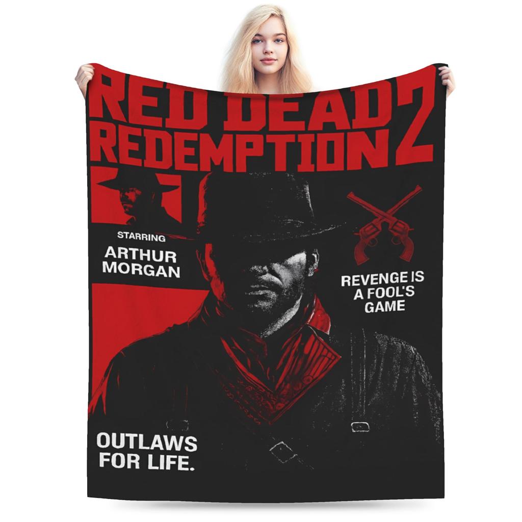 Red Dead Redemption 2 Decken Reise Büro Flanell Überwurfdecke Für Schlafzimmer Super Warm Benutzerdefiniert DIY Tagesdecke Geburtstagsgeschenk