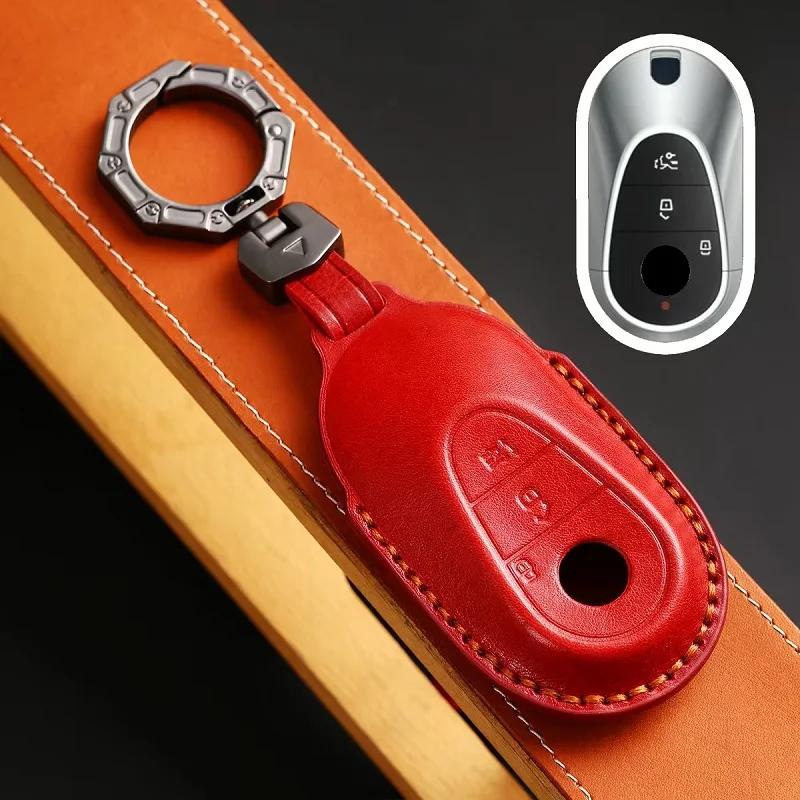 

Interior Mouldings Leather Car Remote Key Fob Case Key Cover For Mercedes Benz 2021 C Class S Class W223 S350 S400 S450 S500 C20 червоний