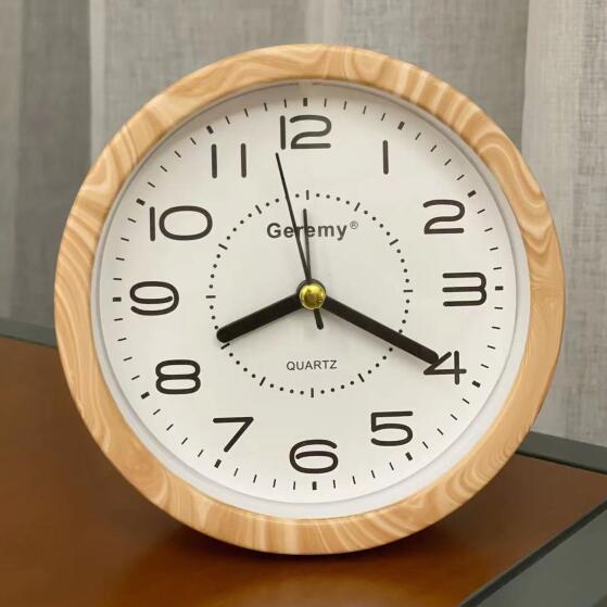 

Будильник с имитацией текстуры дерева для дома пожилых людей, настольный квадратный, с маятником, дисплей, современный студенческий прикроватный будильник с крупными цифрами