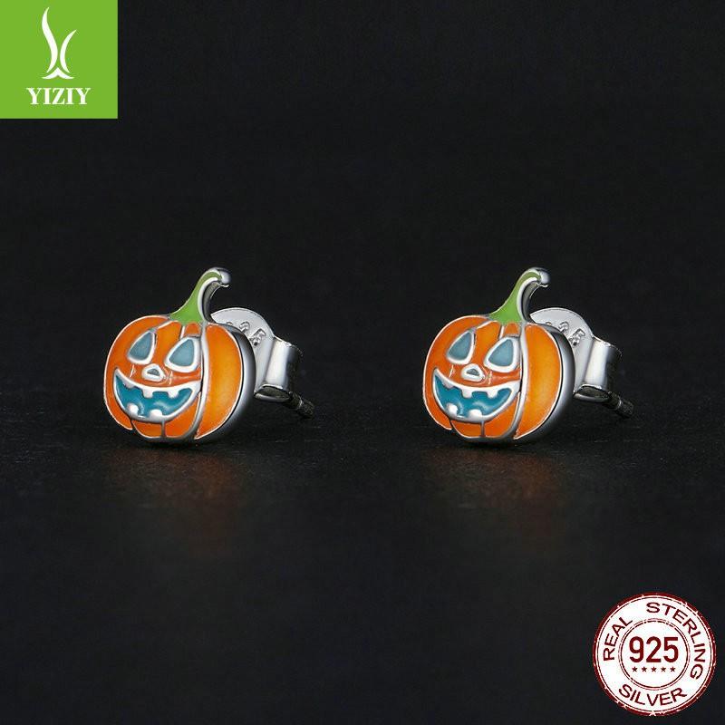 Halloween Pumpkin Skull Earrings Gothic Style Studs Men Women