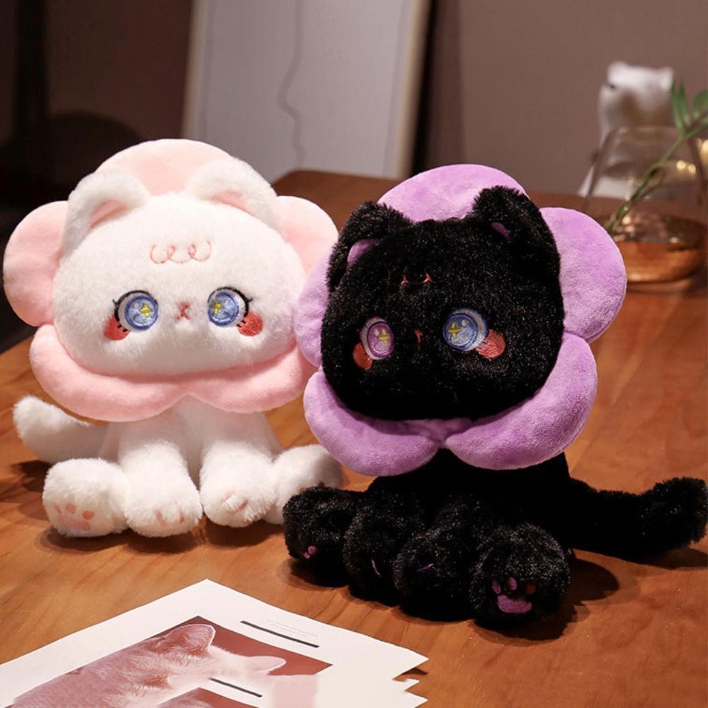 Animal Kitten Stuffed Doll Purple Cartoon Flower Cat Doll Flower Loop Cat Plush Toy  Room Decor