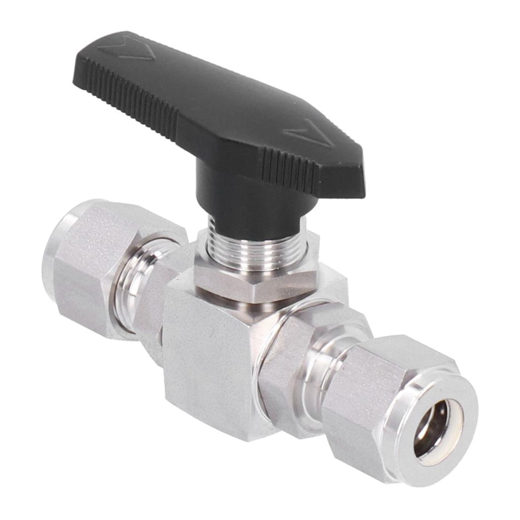 Ball Valve Straight Through 3 8in Thread Fluid Control Stainless Steel Pipe Fitting with Handle