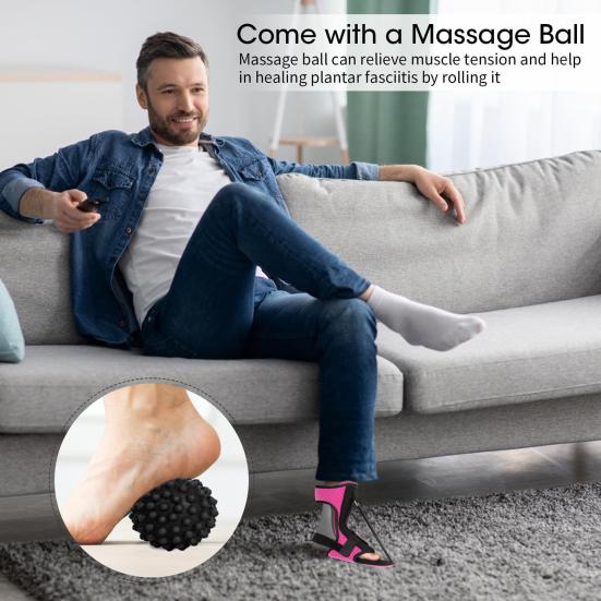 Plantar Fasciitis Night Splint with Massage Ball Adjustable Women Men Adults Ankle Arch Support Stretch Boot Tendonitis Relief