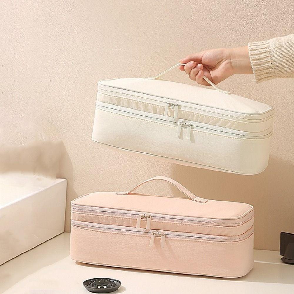 Large Capacity Double Layer Hair Dryer Bag Nylon Carrying Case  Hair Styling Tools