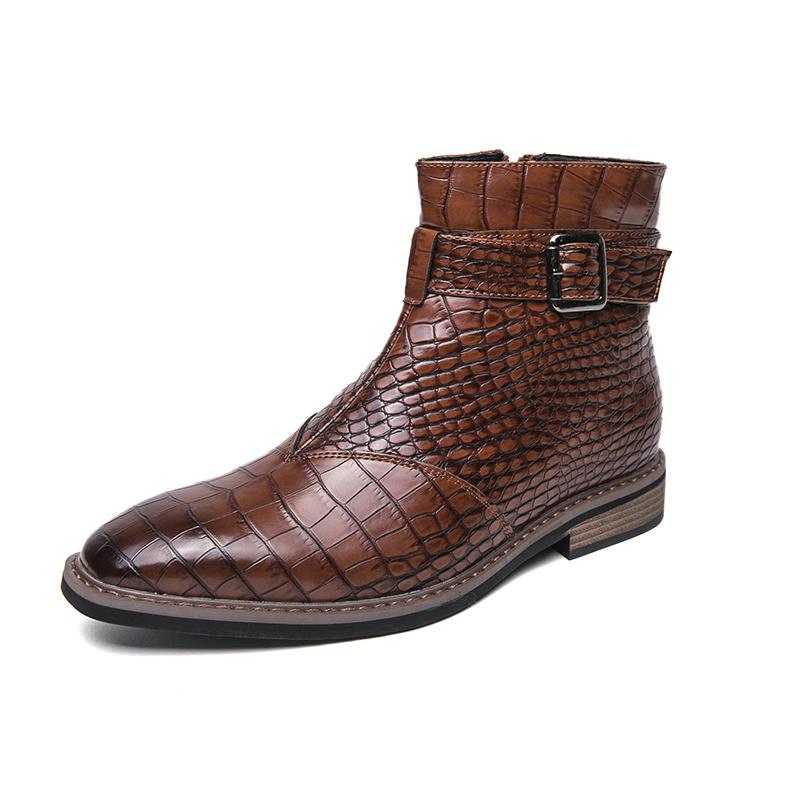 New Luxury Designer Brand Mens Genuine Leather Dress Office Man Shoes for Men Fashion Chelsea Casual Winter Ankle Boots Footwear