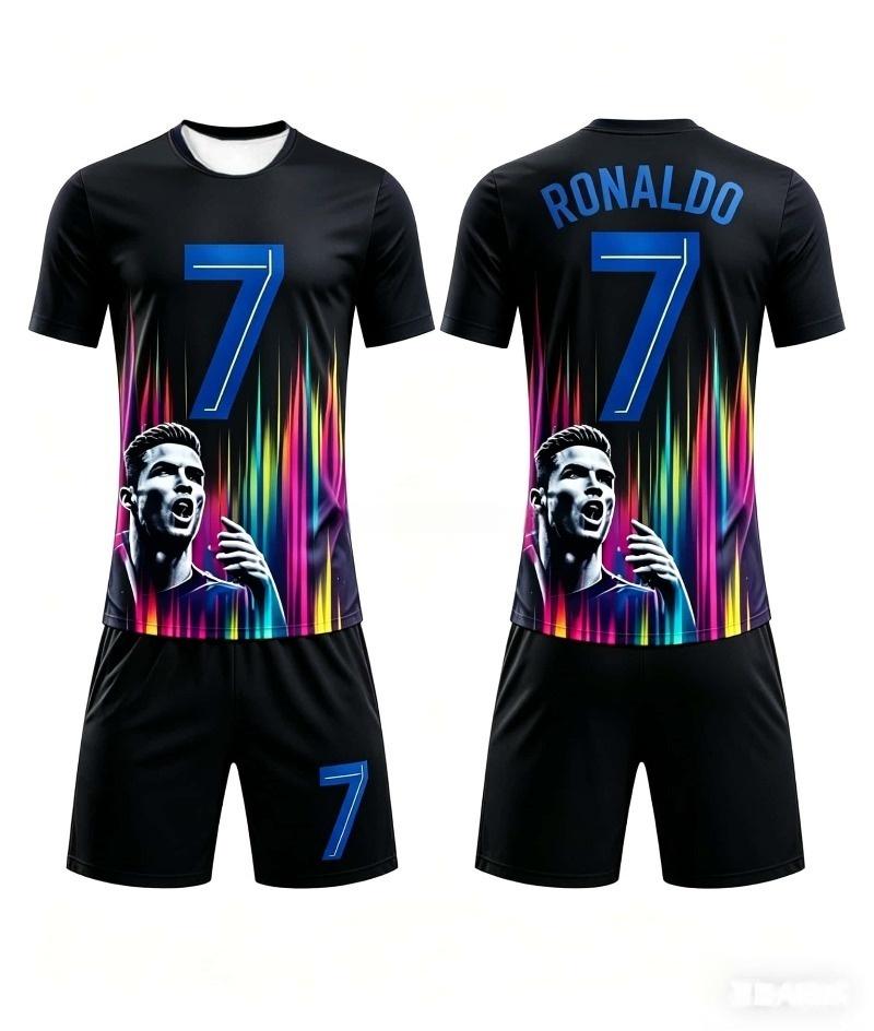 Summer New # 7 Ronaldo Football Jersey Men Women Short Sleeve T-shirt+Shorts Set Sports Causal Training Clothes Family Kids Tees