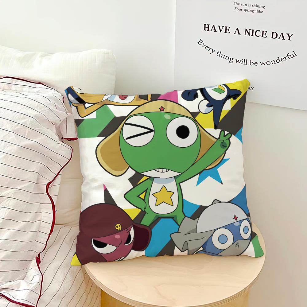 Funny Cartoon Keroro Gunsou Frog Pillow Case Sofa Living Room Bedroom Headboard Backrest Cushion Square Cushion Nap Time
