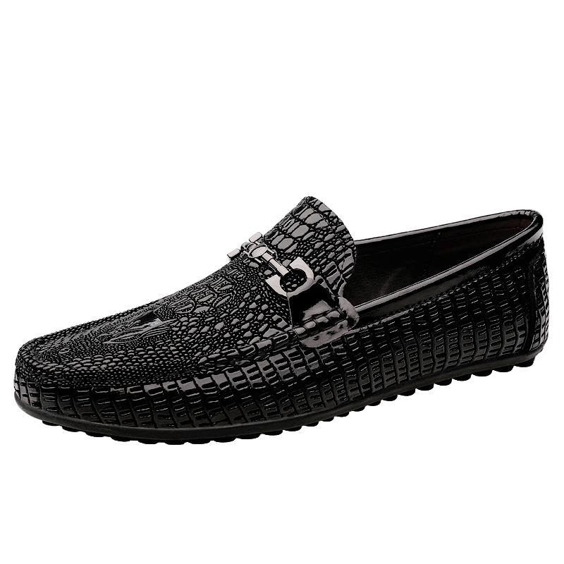 Trend Sequins Mens Shoes Luxury Crocodile Pattern Loafers High-end Designers Genuine Leather Driving Shoes Party Shoes Moccasins