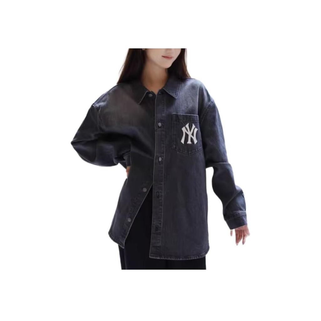 New MLB Denim Jacket Unisex Charcoal Gray 3ADRV0144