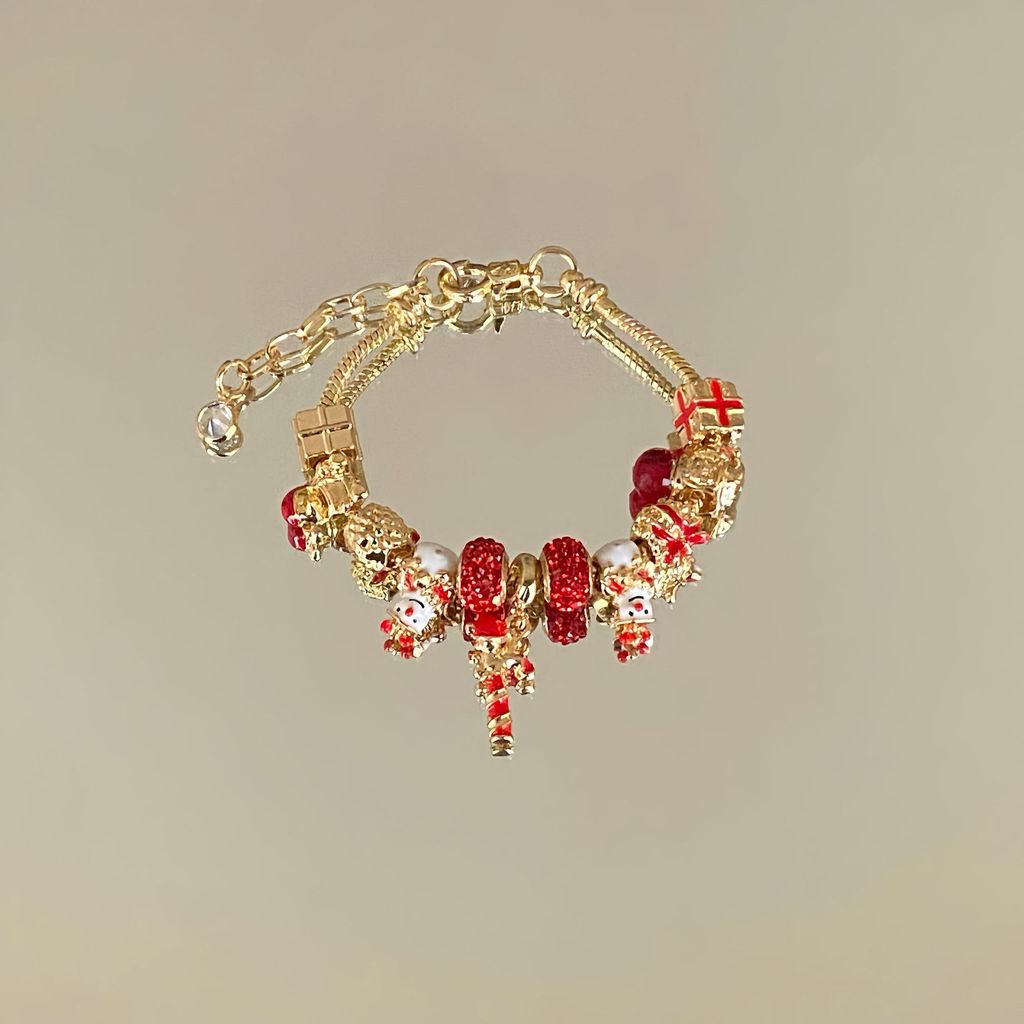 Christmas Beaded Bracelet For Women With Festive Charms Holiday Jewelry Gift