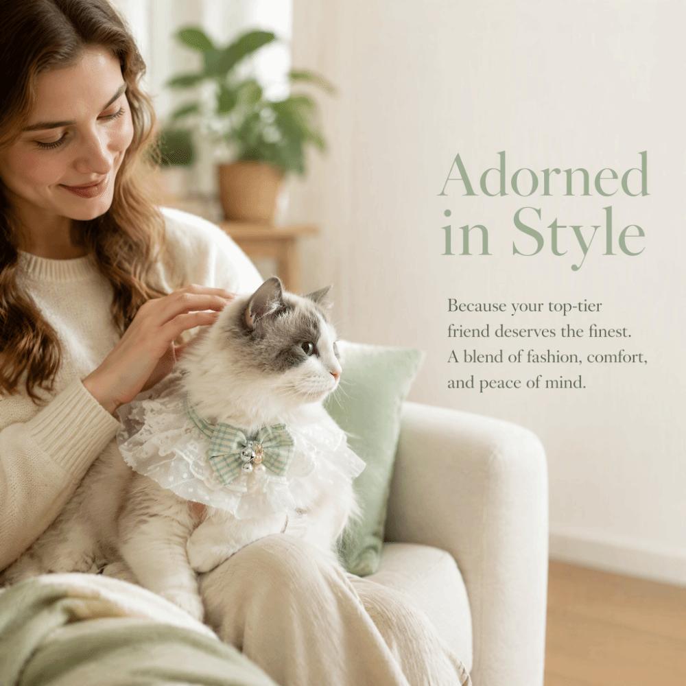 Adjustable Pet Neck Scarf with Bow and Bells Cat Collar Accessory Pet Neckband Daily Wear