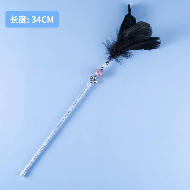 Tassel cat teaser wand, cat toy with feathers and bells, fairy cat teaser for boredom relief, interactive pet cat toy supplies