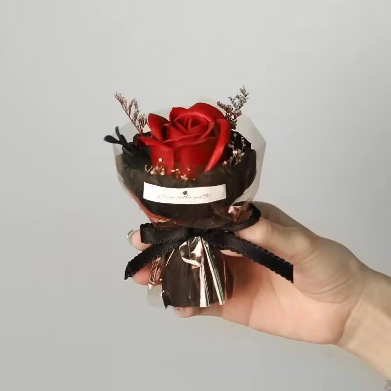 Preserved Mini Rose Bouquet - Artificial Dried Flowers Gift Ornament for Birthdays and Souvenirs