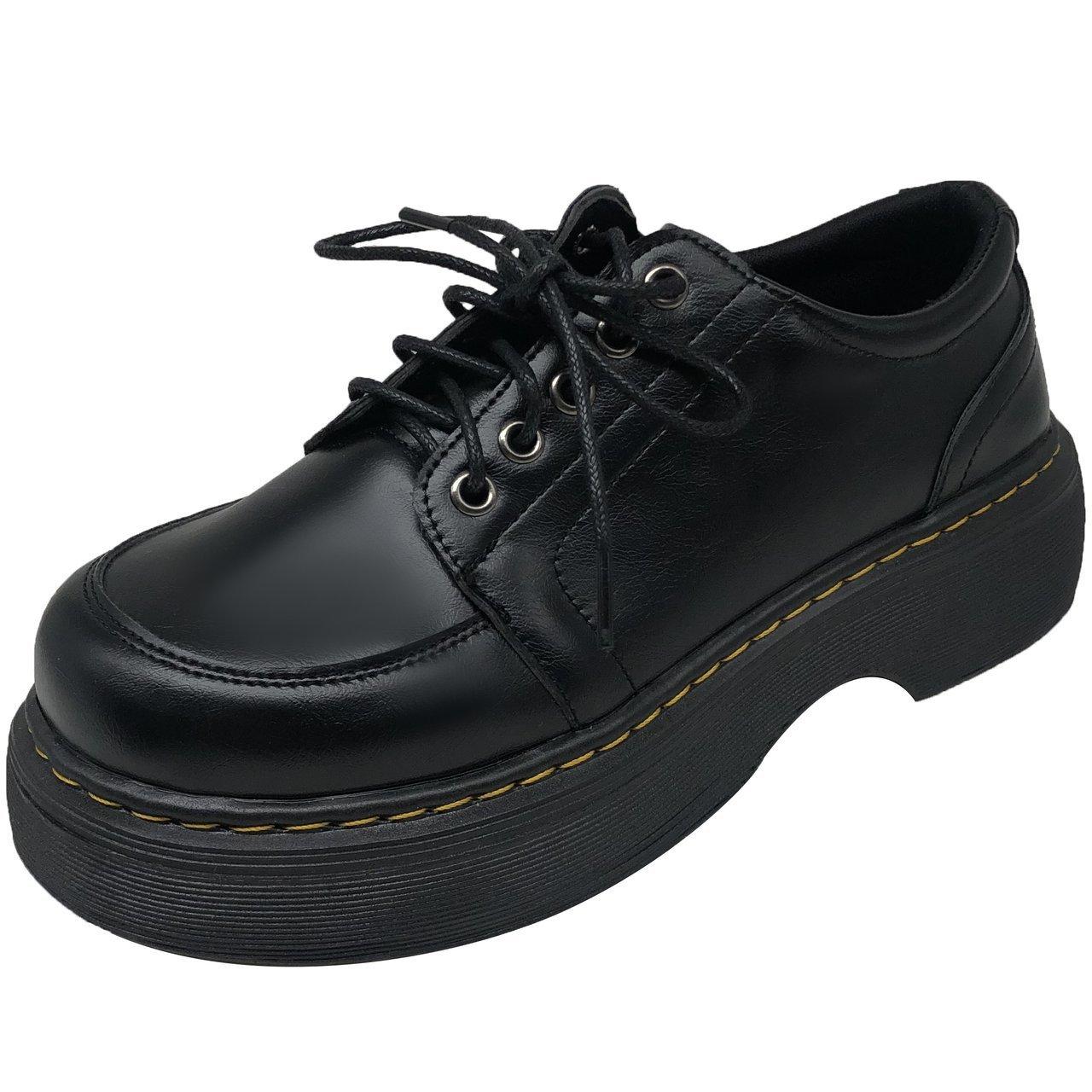 

Осенние женские ретро повседневные кожаные туфли на толстой подошве 35 чёрный