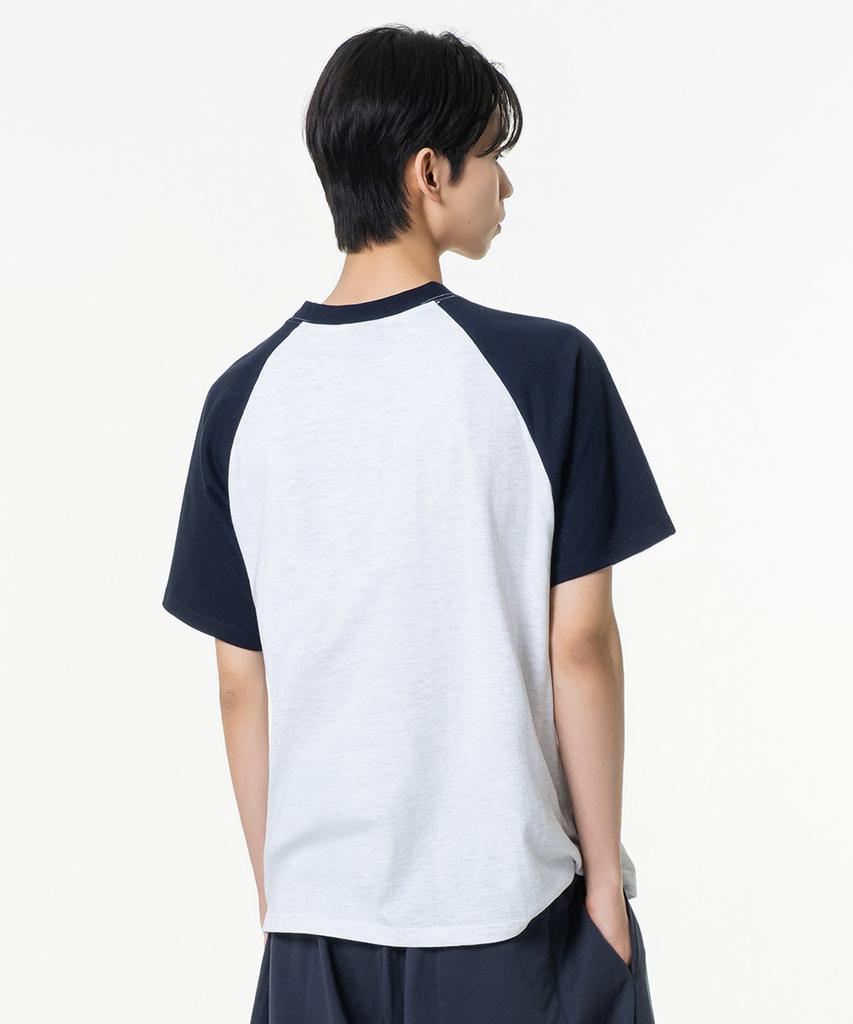 MOZMOZ Vanishing Point Raglan Graphic Short Sleeve T-Shirt Navy